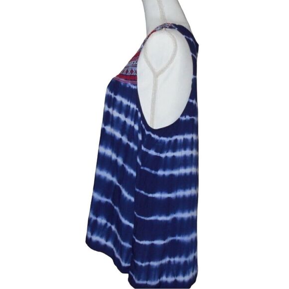 New Directions Weekend Rayon Women 1X Red, White, Blue Tie Dye Sleeveless - Picture 6 of 16